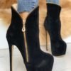 Zip Design Platform Thin Heeled Boots 3