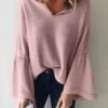 Solid Bell Sleeve Casual Top 3
