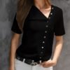 Short Sleeve Buttoned Casual Blouse 3