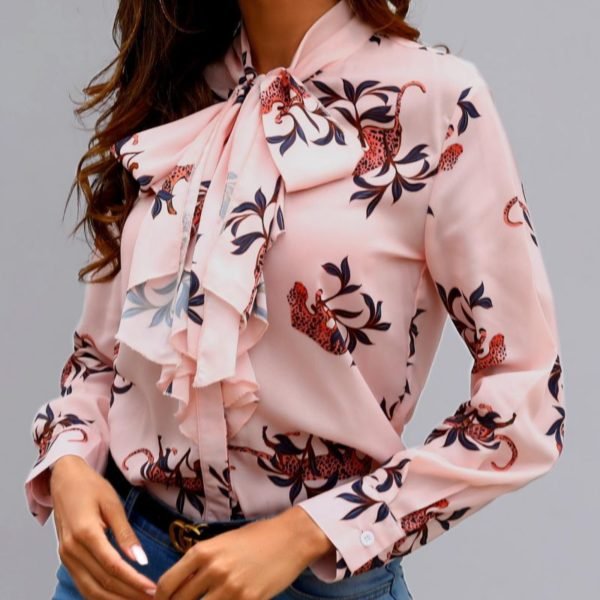 Floral Print Tied Neck Casual Shirt 2