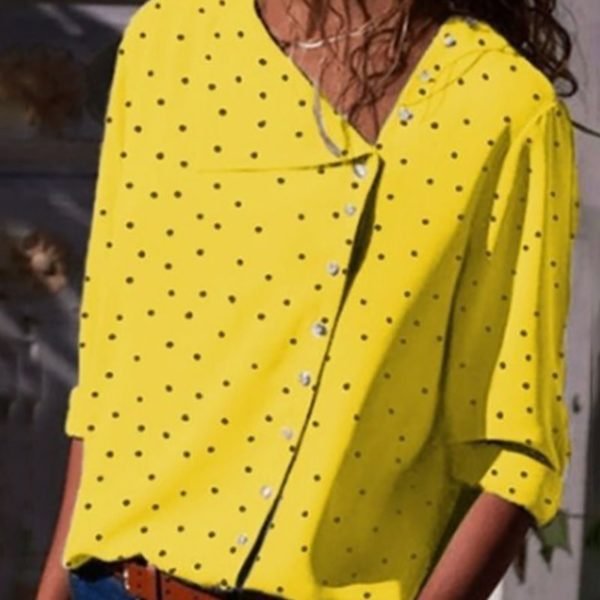 Button Up Dot Print Casual Blouse 2
