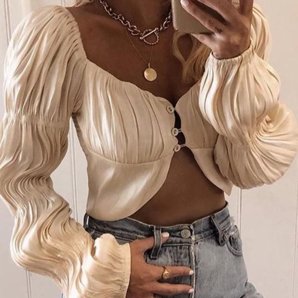 Solid Button-Up Crop Top 2