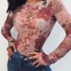 Round Neck Floral Print Long Sleeve Blouse 3
