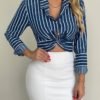 Striped Twisted Front Casual Shirt 3