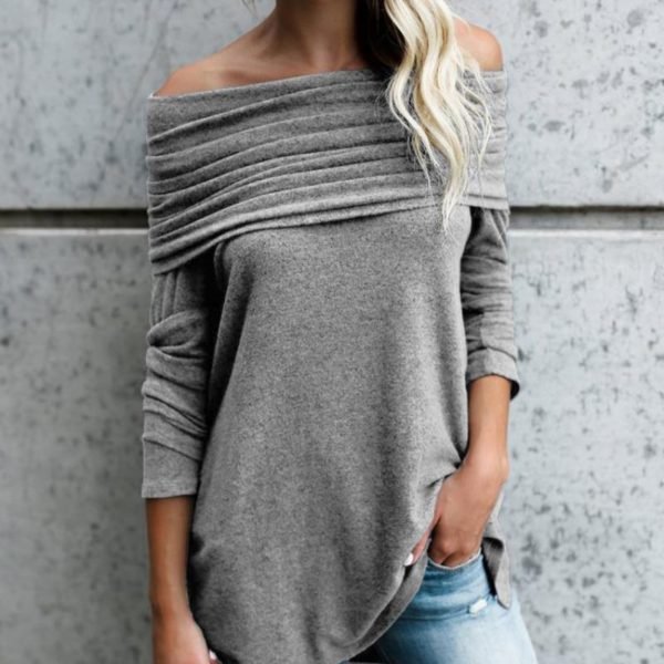 Stylish Ruched Fold-over Casual Blouse 2