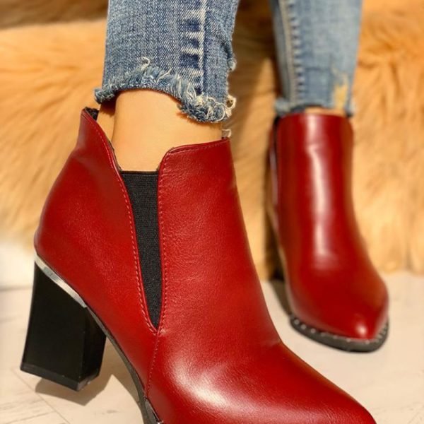 Pointed Toe Chunky Heeled Boots 2