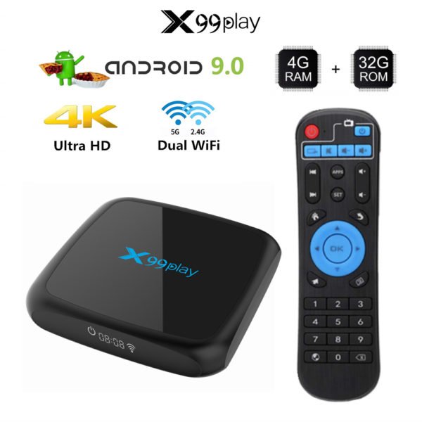 X99 Play Smart TV Box Android 9.0 4GB 64GB Wireless IPTV Box 4K USB Set Top Box 5G WiFi Netflix Youtube Google Play PK H96 MAX black_British regulatory 2