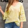 V Neck Broderie Anglaise Lace Blouse 3