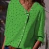 Button Up Dot Print Casual Blouse 3