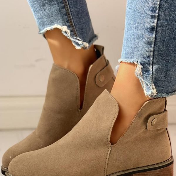 Suede Pointed Toe Cut Out Ankle-Boots 2