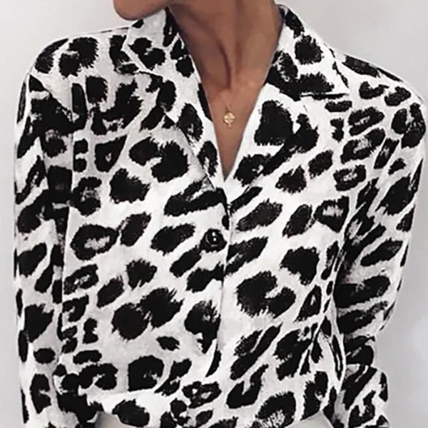 Leopard Print Long Sleeve Chiffon Blouse 2