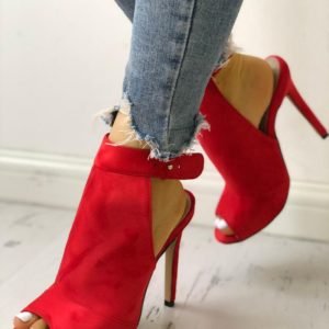 Solid Peep Toe Slingbacks Thin Heeled Sandals