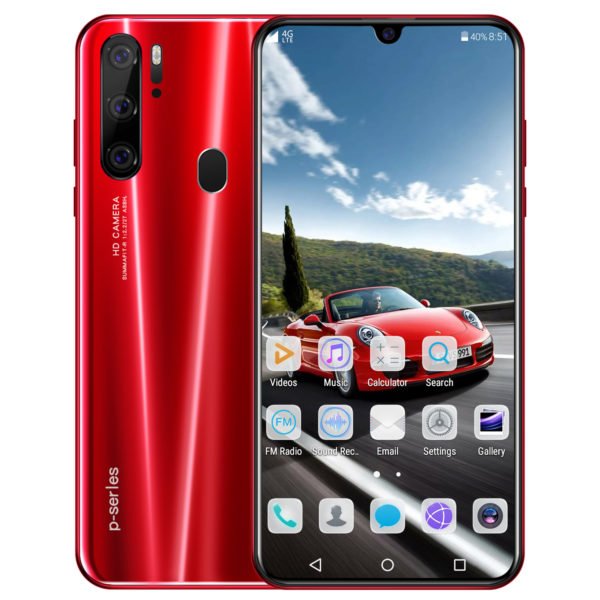P35 PRO Android Smartphone Face Fingerprint Recognition Mobile Phone 6G+128G Ruby red_British regulatory 2