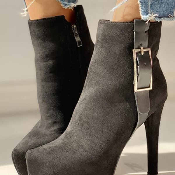 Suede Pointed Toe Platform Thin Heeled Boots 2