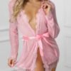 Seductive Lace Mesh Belted Robe Lingerie 3