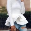 Solid Long Sleeve Layered Ruffles Blouse 3