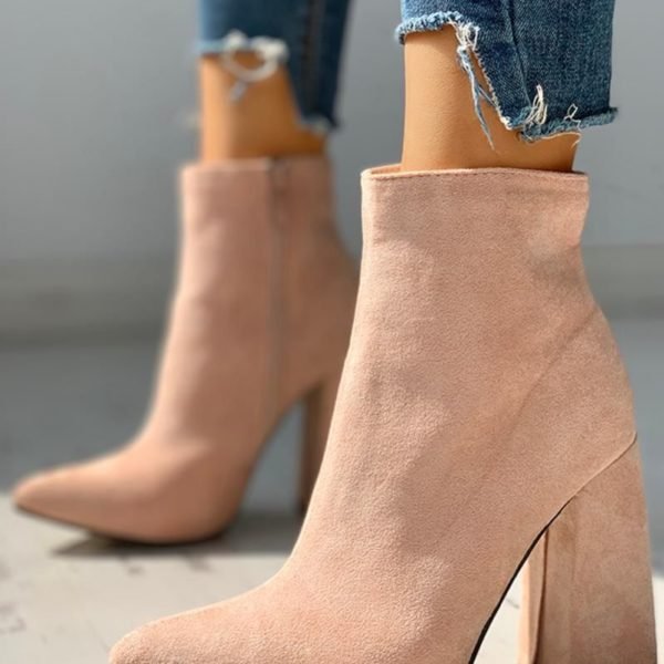 Suede Chunky Heeled Ankle-Boots 2