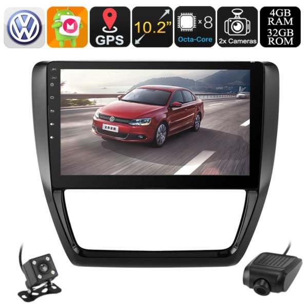 1 DIN Car Stereo - For Volkswagen Jetta, Car DVR, Parking Camera, 10.2 Inch Display, WiFi, 3G&4G CAN BUS, Octa-Core CPU, GPS 2