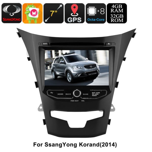 2 DIN Car DVD Player - For SsangYong Korando, 7 Inch HD Display, Octa-Core, GPS, WiFi, 3G&4G, Bluetooth, CAN BUS, Android 9.0.1 2
