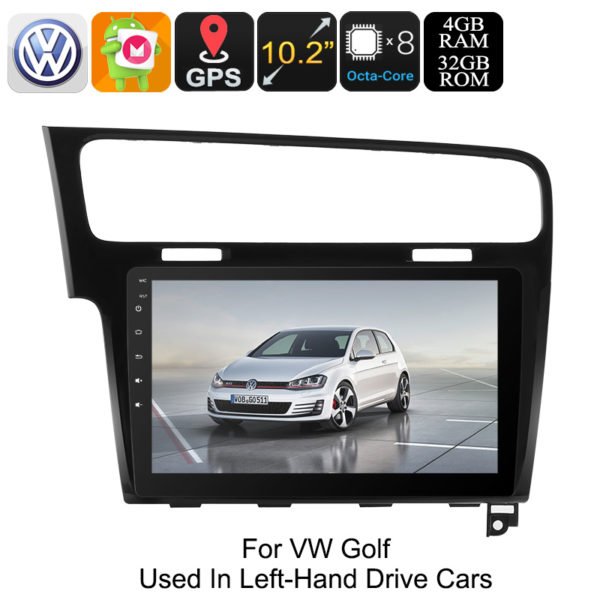 One DIN Car Stereo VW Golf - Android 9.0.1, GPS, Bluetooth, WiFi 3G&4G Octa-Core CPU, 10.2-Inch HD Display, CAN BUS 2