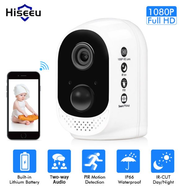 Hiseeu Wifi Battery Security IP Camera 1080P Rechargeable Battery PIR Alarm HD Wireless Home CCTV Camera 2