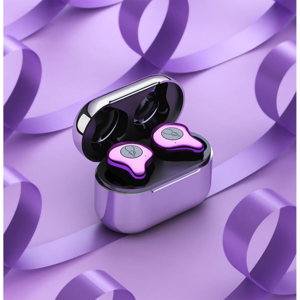Sabbat E12 TWS Wireless Bluetooth Headphones 5.0 Auto-Pairing In-ear Sports Headset - Purple+Silver Plated Charging Pin 2