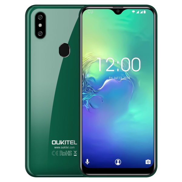 OUKITEL C15 Pro 2GB 16GB Android 9.0 Fingerprint Face ID 4G LTE Smartphone 2.4G/5G WiFi Water Drop Screen MT6761 Green 2