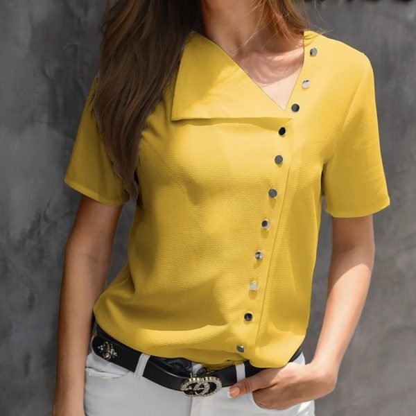 Short Sleeve Buttoned Casual Blouse 2