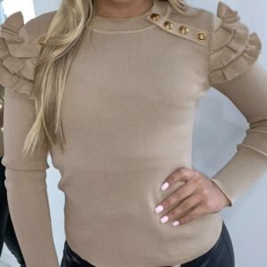 Ruffles Buttoned Long Sleeve Blouse