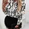 Letter Print Buttoned Long Sleeve Casual Blouse 3
