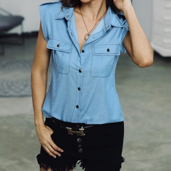 Denim Dual Pocket Buttoned Casual Shirt 2