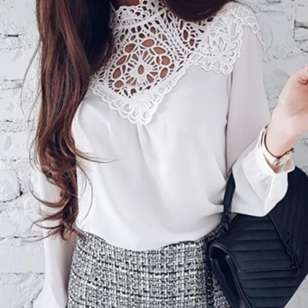 Lace Embroidery Hollow Out Casual Blouse 2
