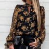 Floral Tied Neck Casual Blouse 3