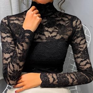 Mock Flower Lace Pattern Blouse