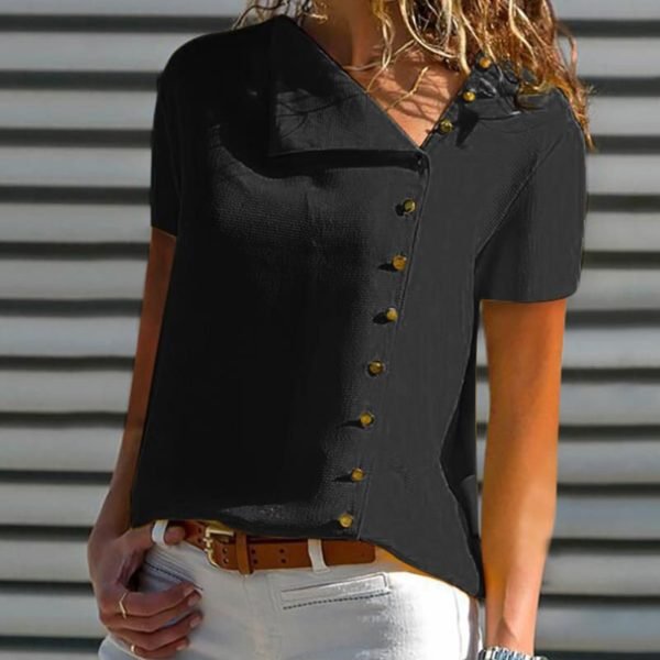 Short Sleeve Buttoned Casual Blouse 2