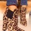 Leopard Print Pointed Toe Chunky Heeled Boots 3