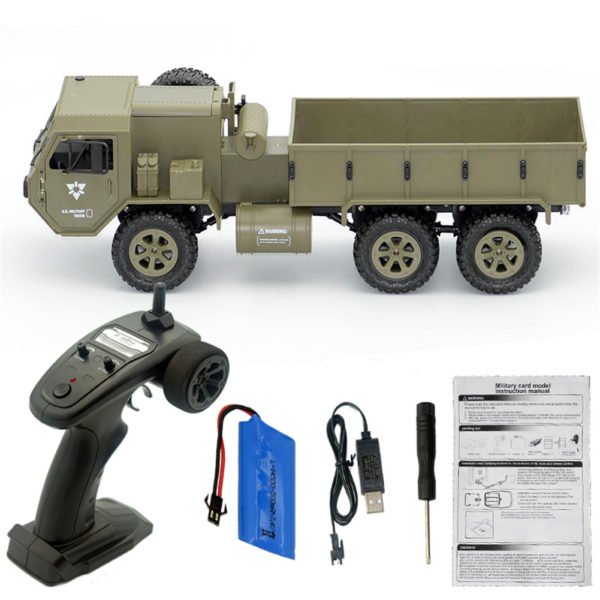 Fayee FY004A 1/16 2.4G 6WD Rc Car Proportional Control US Army Military Truck RTR Model Toys Without a single camera+1 battery_1:16 2