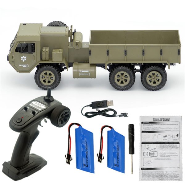 Fayee FY004A 1/16 2.4G 6WD Rc Car Proportional Control US Army Military Truck RTR Model Toys Without camera +2 batteries_1:16 2
