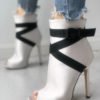 Suede Crisscross Bandage Peep-toe Thin Heels 3