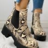 Colorblock Snakeskin Chunky Heeled PU Boots 3