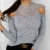 Appliqued Lace Cold Shoulder Blouse 3