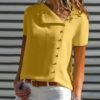 Short Sleeve Buttoned Casual Blouse 3