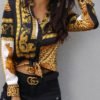 Leopard Print Knot Front Long Sleeve Blouse 3