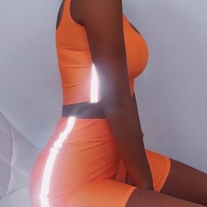 Solid Reflective Stripes Top & Short Sets