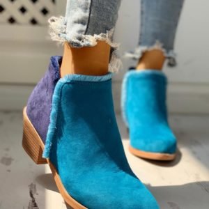 Solid Fluffy Chunky Heeled Boots