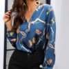 Chain Print V-Neck Casual Blouse 3