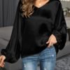 V Neck Lantern Sleeve Top 3