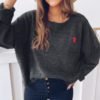 Heart Embroidery Round Neck Top 3