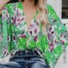 Tropical Print Batwing Sleeve Casual Blouse 3