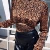Leopard Print Shirring Waist Blouse 3